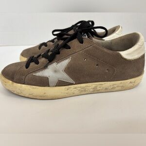 Golden Goose Superstar Taupe Suede leather with silver star Sneakers Women’s 37